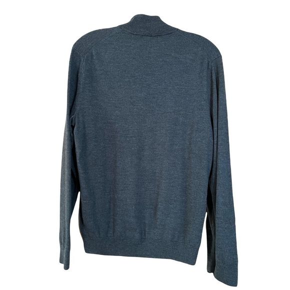 Black Brown Blue 100% Merino Wool 1/4 Zip Pull Over Long Sleeve Sweater Sz M EUC - Picture 3 of 10